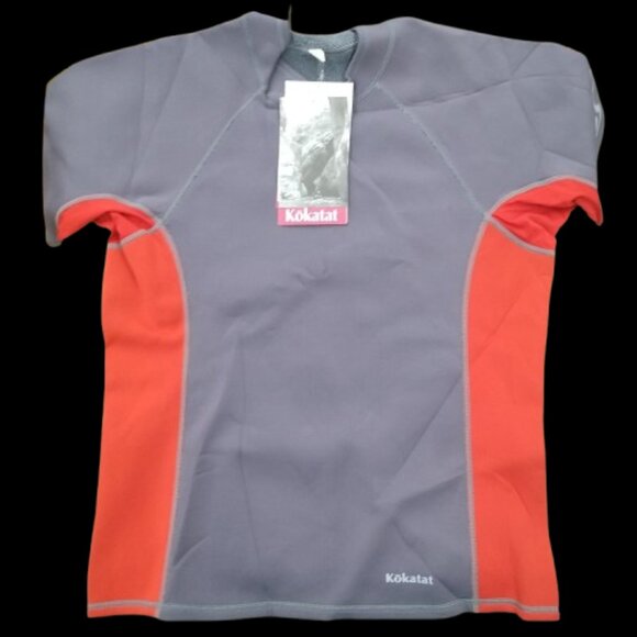 Kokatat NeoCore Short Sleeve Charcoal & Red Rash Guard Shirt ~ Kayaking L or XL - Picture 1 of 5